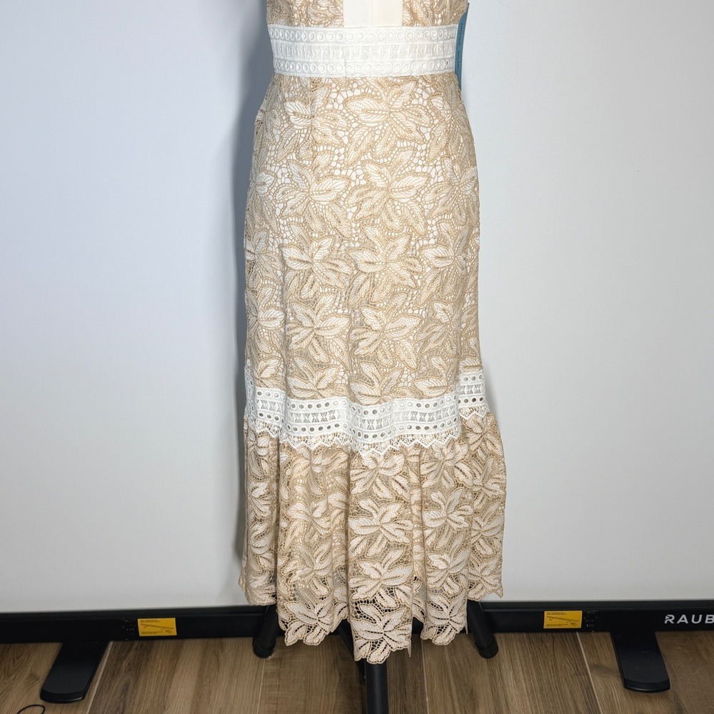 Antonio Melani Egot Lace Midi Dress Ivory Biscotti Bridal Coquette Size 6 NWT - Picture 4 of 15